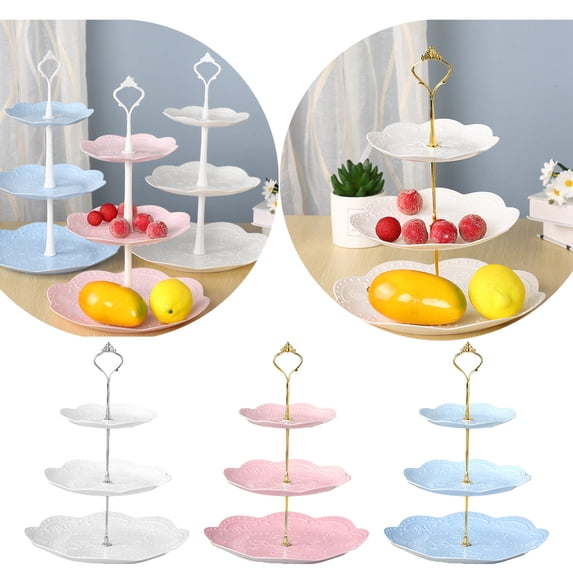 Clearance Under $5.09 Dessert Stand 3-Tier Plastic Fruit and Cake Stand with Stackable Design for Parties