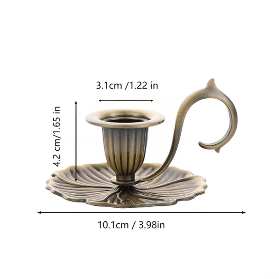 Clearance Under $5.16! 1PACK Bronze Candle Stand, Taper Holder with Handle for Halloween Table Decor, Zinc Alloy, (One Size, Gold)