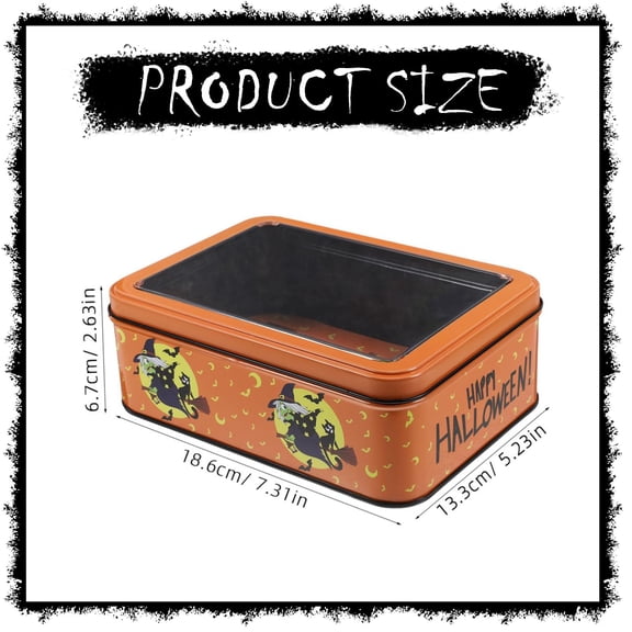 Clearance Under $5.16! 1PC Halloween Cookie Tin, Metal Storage Jar with Lid for Candies & Holiday Treats, Metal, (18.6x13.3x6.7cm, A)