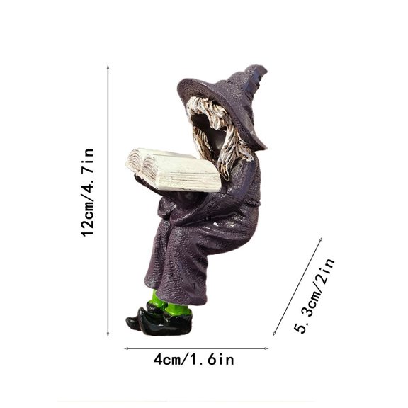Clearance Under $5.16! 1PC Halloween Witch Figurine, Reading Book Resin Statue for Desk & Shelf Decor, Resin, (One Size, Dark Blue)