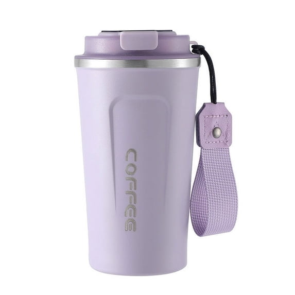 Clearance Under $5.34! 1Pc 16oz Travel Coffee Cup with Leak-Proof Lid (Stainless Steel, Purple)
