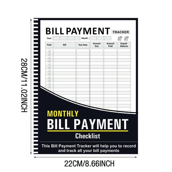Clearance Under $5.54! 1PC Monthly Bill Organizer, Expense Tracker Notebook with Payment Checklists, Paper, for Financial Planning, (8.5x11in, Black)