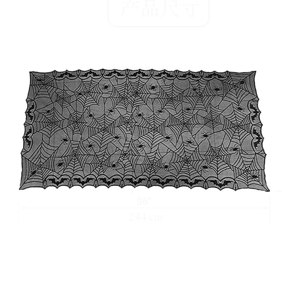 Clearance Under $5.59! 1PC Black Lace Bat Tablecloth, Spider Web Design for Halloween Table Decor, Lace, (One Size, Black)