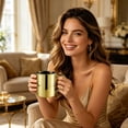 thumbnail image 1 of Clearance Under $5.66! 1Pack 430ml Copper Plated Stainless Steel Smooth Mug for Coffee and Tea Gold, 1 of 5