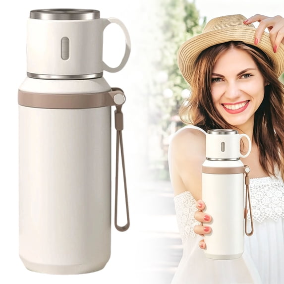 Clearance Under $5.69 Vacuum Insulated Stainless Steel Water Bottle with Lid Cup Dual-Purpose Design for Hot and Cold Beverages