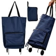 thumbnail image 1 of Clearance Under $5.89 2-in-1 Foldable Shopping Cart with Wheels, Reusable Grocery Bag on Wheels, Portable Trolley Bag for Travel Home Kitchen, 1 of 5