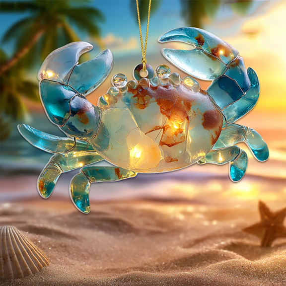 Clearance Under $5 Acrylic Sea Turtle Conch Crab Hanging Ornament Transparent Beach Theme Home Decor,1PC,Multicolor