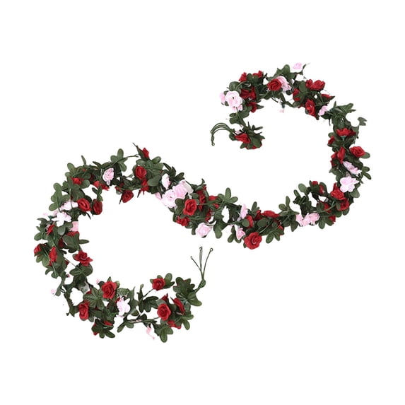 Clearance Under $5 Artificial Rose Vine Garland 8ft Hanging Wedding Arch Garden Home Party Decor,1PC,Red