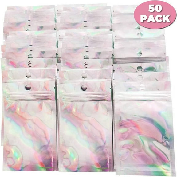 Clearance Under $5 Bags Storage Pouch Ziplock Resealable Aluminum 50PCS Foil For Party Food Kitchen,Dining & Bar