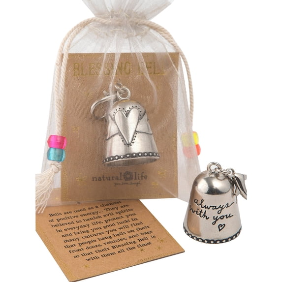 Clearance Under $5 Blessing Bell Tiny Silver Charm Keychain Bag Hanging Travel Gift,1PC,Beige