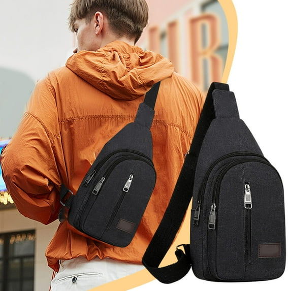 Clearance Under $5 Boovnll Sling Bag for Men Women, Large Capacity Portable Fashion Canvas Crossbody Bag, Multipurpose Chest Bag for Hiking, Camping, Trip, Travel, Backpack, Sling Bag