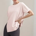 thumbnail image 1 of Under $5! Cagogo Women's Workout Tops Short Sleeve Athletic Yoga Running Shirts Loose Fit with Side Slits T-Shirts, 1 of 5