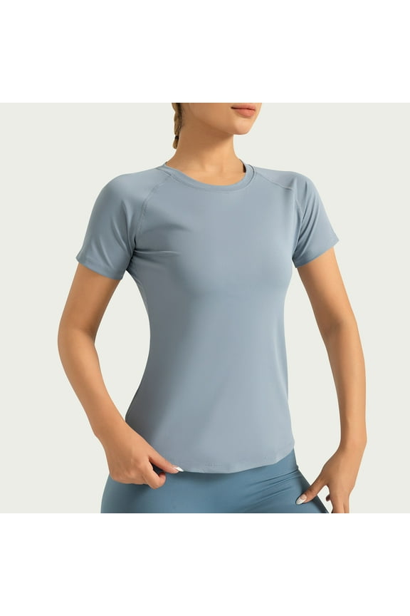 Under $5! Cagogo Womens Workout Tops Short Sleeve Loose Fit Yoga Athletic Shirts Lightweight Moisture Wicking Running Top