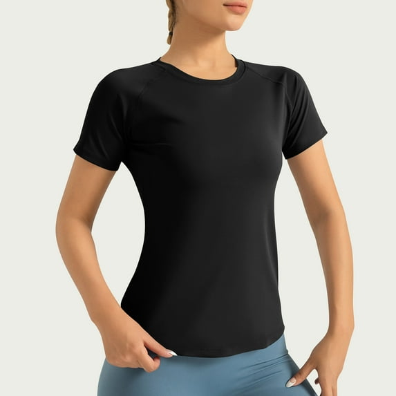 Under $5! Cagogo Womens Workout Tops Short Sleeve Loose Fit Yoga Athletic Shirts Lightweight Moisture Wicking Running Top