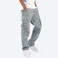 thumbnail image 1 of AXXD Cargo Pants for Men,Solid Multiple Pockets Straight Type Cargo Pants Trouserss Pants Size 14-16 Gray 6, 1 of 9