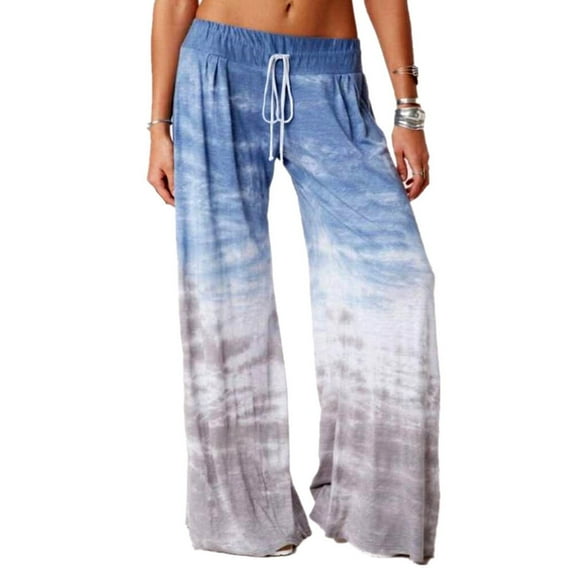 AXXD Women's Sport Pants - Wide Leg Yoga Trousers Blue XL (US:10)