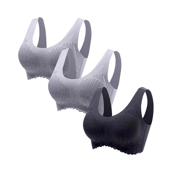 AXXD 3PC Sports Bras for Women Top Bra Wire Free Underwears Lingerie Multicolor Size 10