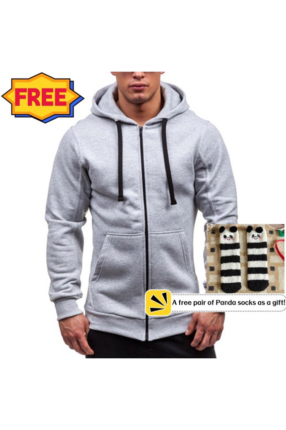 Under $5 Clothing for Men,POROPL Solid Hoodies Zipper Sweatshirt Jacket Graphic Hoodies for Men Peace Gray Size M