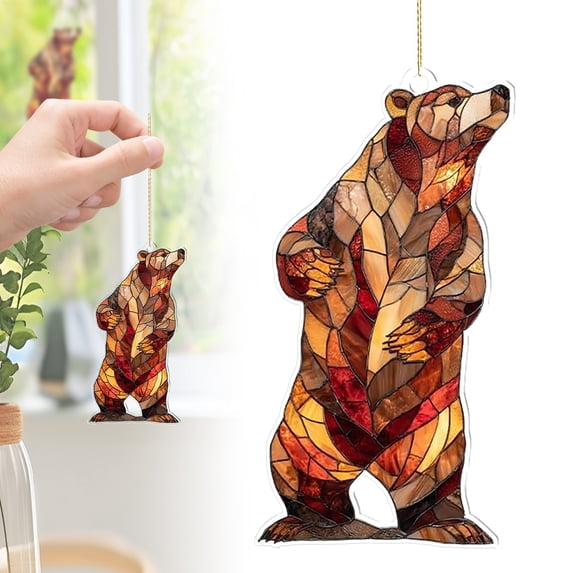 Clearance Under $5 Colorful Acrylic Bear Sun Catcher Window Hanging Decoration for Garden Home,1PC,Multicolor