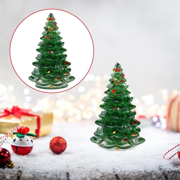 Clearance Under $5 Crystal Christmas Tree Figurine 3.5in Resin Aquamarine Holiday Gift Box Decor