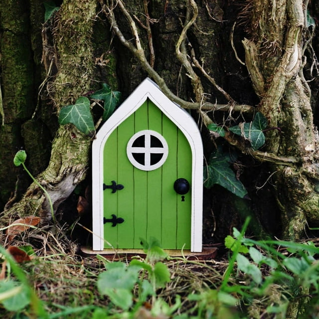 Clearance! Under $5 Fairy Door and Windows for Trees, Miniature Gnome Home Window and Door for Trees Yard Art Garden Sculpture Decor