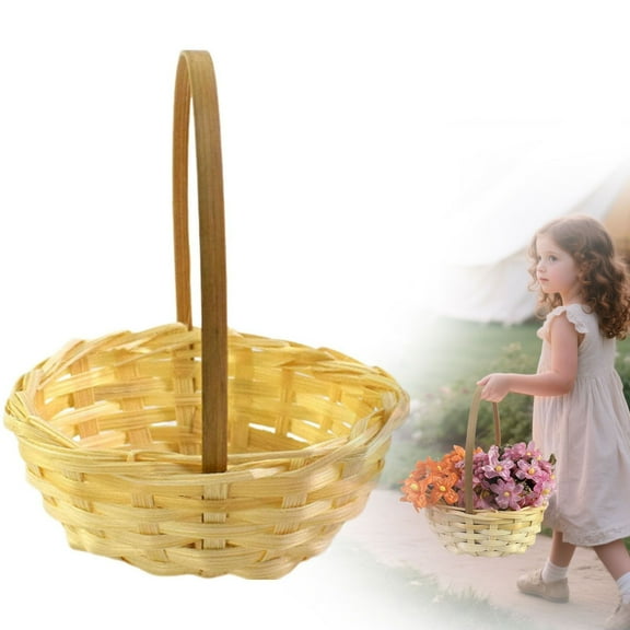 Clearance Under $5 Flower Girl Basket Flower Basket Flower Arrangement Basket With Handle Miniature Woven Desktop Orament For Flower Girls Home Garden Eas