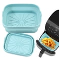 thumbnail image 1 of Last Chance One Piece Foldable Silicone Baking Tray,Folding Silicone Baking Tray Blue,Fryer Silicone Liners Fryer Accessories Square Non Stick Silicone Reusable Replacement for Fryer, 1 of 9