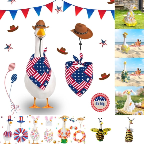 Clearance Under $5 GFHFHITJ Porch Goose Outfits,Cute Goose Clothes Set,Summer Goose Statue Clothes for Patio Yard Goose