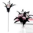 thumbnail image 1 of Clearance Under $5 | Gothic Halloween Skeleton and Pumpkin Picks with Black Feathers for Vase Centerpiece Decor White Skull, 1 of 5