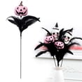 thumbnail image 1 of Clearance Under $5 | Gothic Skeleton and Pumpkin Vase Picks with Black Feathers – 18 Inch Halloween Decor (Pink Pumpkin), 1 of 4