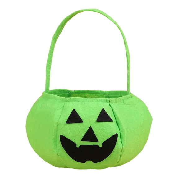 Clearance Under $5 | Halloween Fluorescent Pumpkin Candy Bags, Non-Woven Reusable Treat Tote for Trick-or-Treating and Party Favors