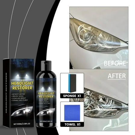 Clearance Under $5! Headlight Restoration Kit, Automotive Headlight Refurbishment Restoration Fluid Perfect for Old or New Vehicles 3.4oz