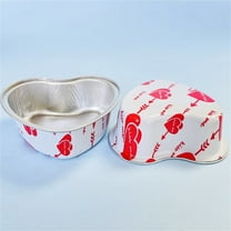 Clearance Under $5 Heart Shaped Aluminum Foil Cake Pan Disposable Heart Shaped Cake Pans With Heart Spoons & Love Cupcake Topper For Valentine's Day