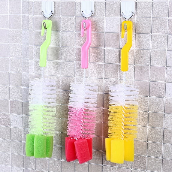 Clearance Under $5 Household Long Handle Bottle Brush Kitchen Wool Sponge Brush Glass Cleaning Brush 360 Rotating Brush Green