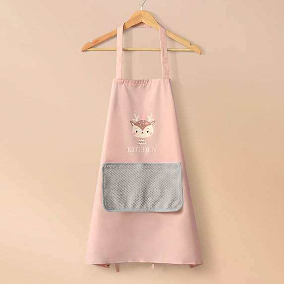 Clearance Under $5 Kitchen Apron With Hand Wiping Waterproof Oily Apron Housework Cleaning Hanging Neck Apron for Home & Kitchen