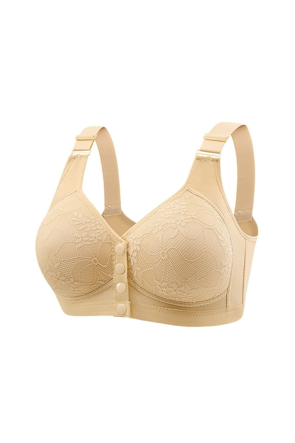 Front Closure Bras for Women Comfortable Snap Closing Wireless Bra Full Coverage Everyday Bra with Adjustable Straps