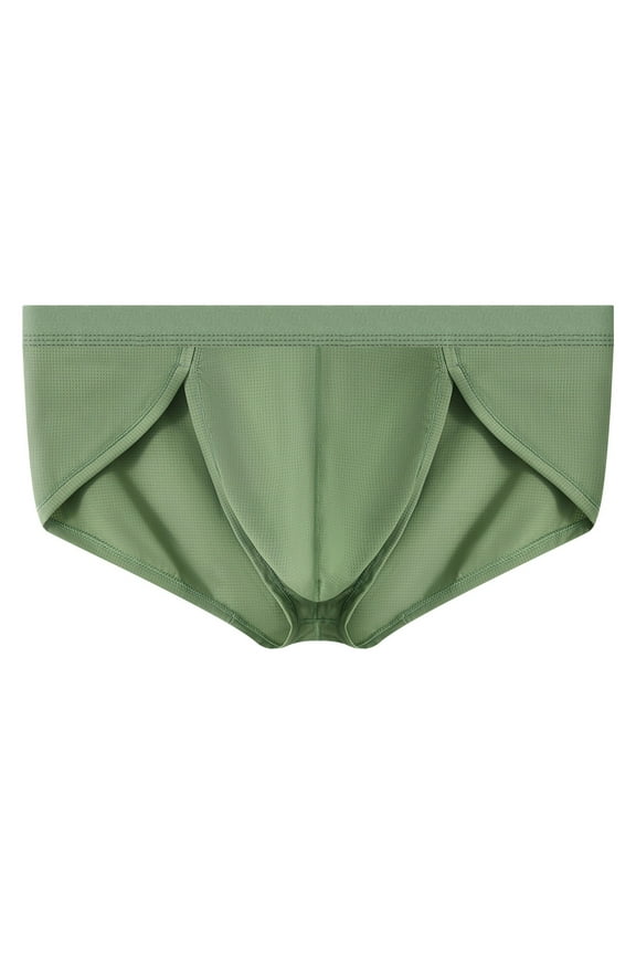 Men's Ice Silk Mesh Breathable Briefs Low Rise Bulge Pouch Bikini Briefs Underwear