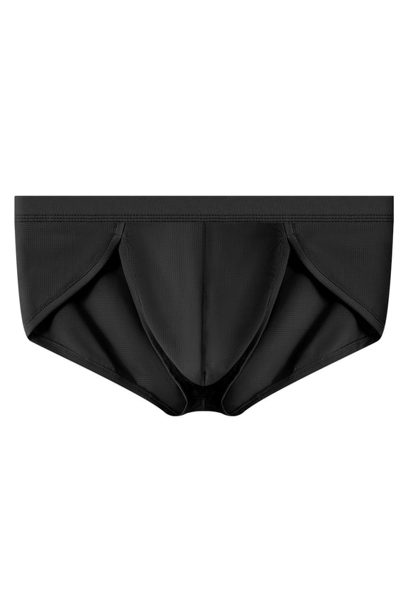 Men's Ice Silk Mesh Breathable Briefs Low Rise Bulge Pouch Bikini Briefs Underwear