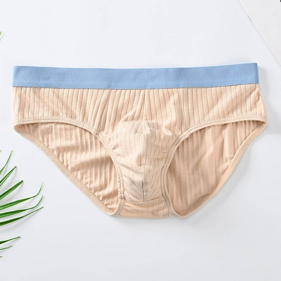 Miqool Mens Ribbed Cotton Briefs Underwear No Fly Covered Waistband Pouch Breathable Super Soft Comfort Underpants