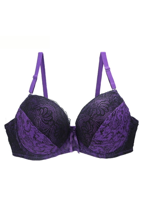 Women's Floral Lace Underwire Bra Comfort Smoothing Minimizer Bras Full Coverage Everyday Bras, Sizes 36B to 46E