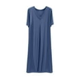 thumbnail image 1 of Miqool Womens Nightgowns Cotton Soft Sleepwear Short Sleeve Sleep Shirts V Neck Nightshirt Pajamas Dress, 1 of 3