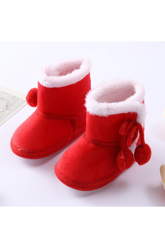 Baby Booties Winter Warm Plush Shoes Snow Soft Sole Prewalker Booties Non-Slip Cozy Fleece Socks Crib Baby Shoes