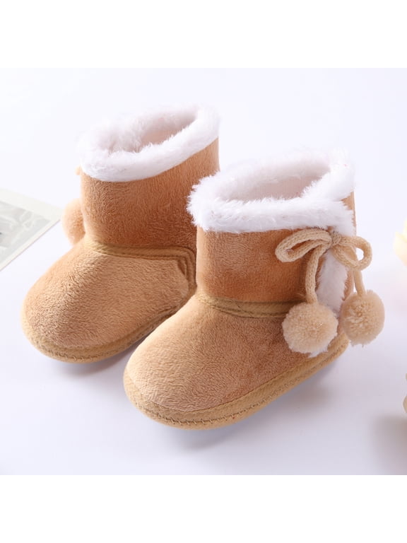 Baby Booties Winter Warm Plush Shoes Snow Soft Sole Prewalker Booties Non-Slip Cozy Fleece Socks Crib Baby Shoes