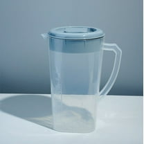 Clearance Under $5 Plastic Pitcher With Lid Carafes Mix Drinks Water Jug For Hot/Cold Lemonade Juice Beverage Jar Ice Tea Kettle (81oz White)