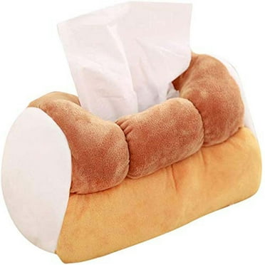 Clearance Under 5$ Plush Tissue Box Cover, Dienrx Plush Soft Tissue Case Box Holder Funny Cute Tissue Box Holder Yellow Simulation Bread Plush Tissue Box for Car Home