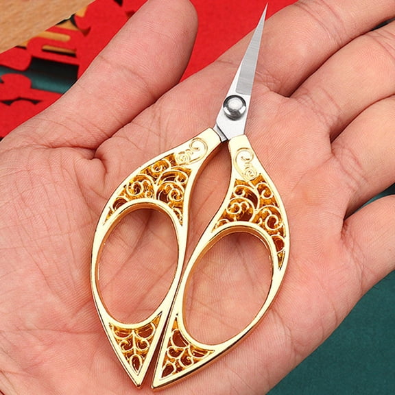 Clearance Under $5 Retro Stainless Steel Scissors Multipurpose Embroidery Thread Cutting Office Tool,1PC,Gold