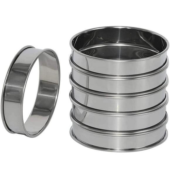 Clearance Under 5$ Round Cookie Cutter, Dienrx 6 Pack 4 Inch Double Rolled English Rings Stainless Crumpet Rings Rings Round