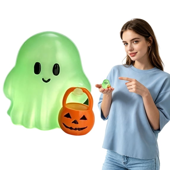 Clearance Under $5 | Set of 2 Glow-in-the-Dark 3D Printed Ghost Figurine Halloween Shelf Decor