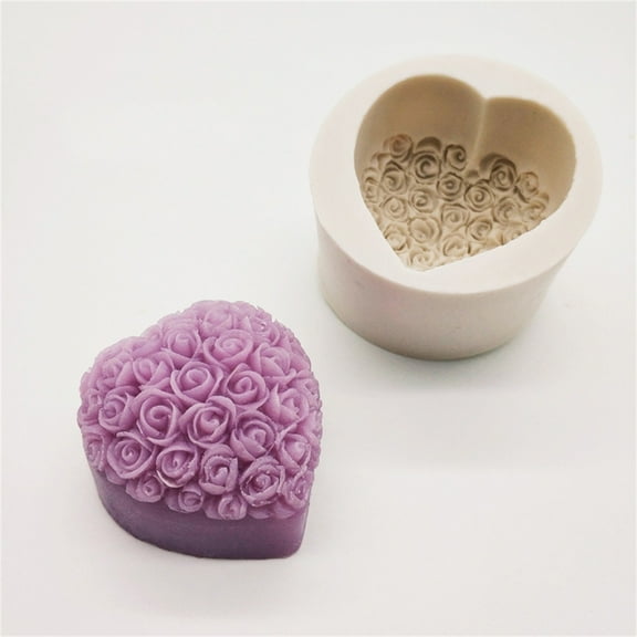 Clearance Under $5 Silicone Cake Mold Rose Shape Non-Stick Baking Pan for Chocolate Pudding DIY,1PC,Pink