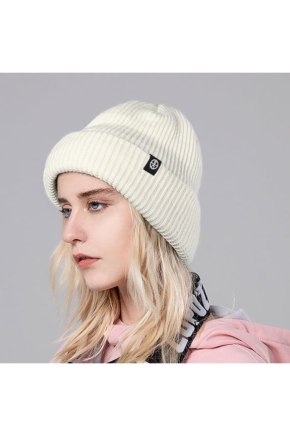 Clearance Under $5 TMOYZQ Men Womens Knit Skully Hats Ski Cap Stretch Hip-Hop Cuff Slouchy Plain Solid Color Warm Winter Caps - Black